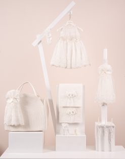 Πακέτο βάπτισης για κορίτσι Piccolino Melody ivory φόρεμα από δαντέλα και μαλακό τούλι