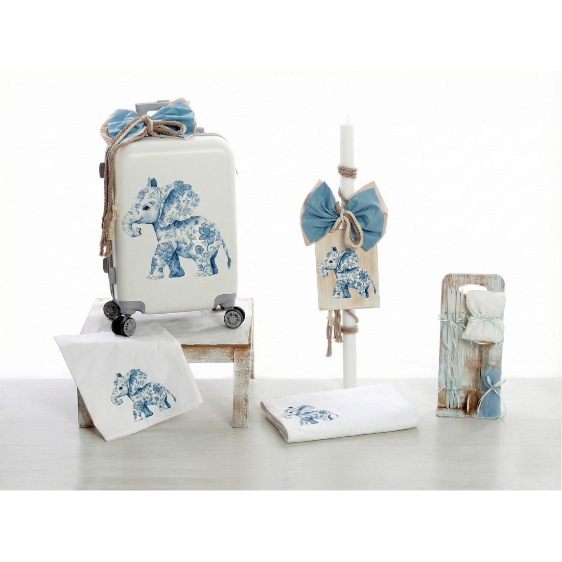 Σετ Βάπτισης Τρόλεϊ Ελέφαντας "Floral Blue Elephant" 26205 - Image 2