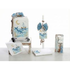 Σετ Βάπτισης Τρόλεϊ Ναυτικό  "Watercolor Whale & Boat" 26209