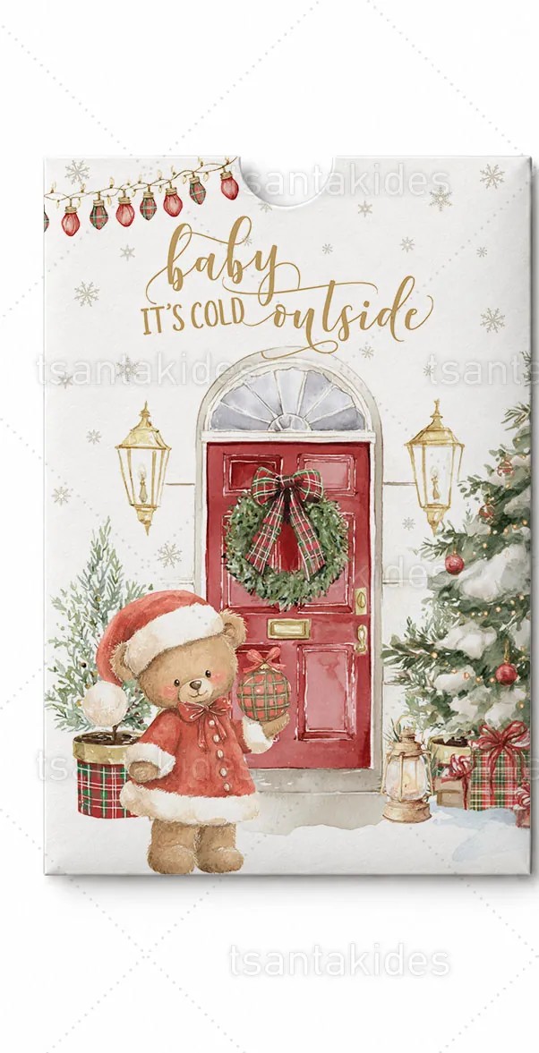 Προσκλητήριο βάπτισης με θέμα Christmas Bears TS1985 - Image 2
