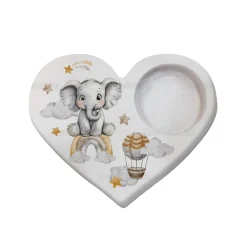Μπομπονιέρα Βάπτισης Ρεσώ Καρδιά με θέμα  Cute Elephant TS1067R
